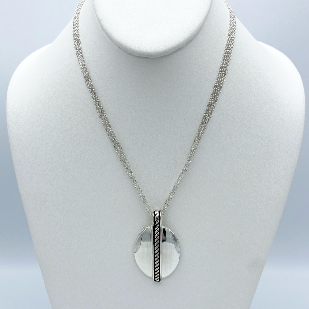 NEW Dana Buchman Silver Tone Abstract Pendant Nckl